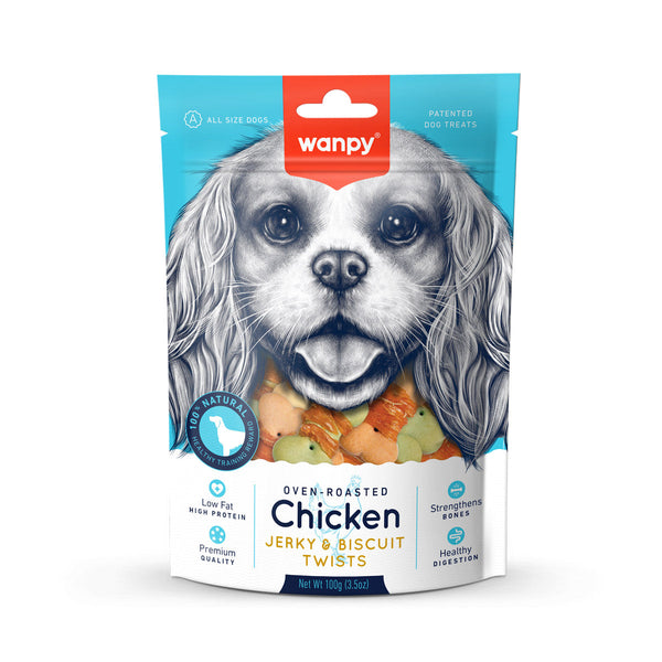 Wanpy Chicken Jerky & Biscuit Twists Dog Treats