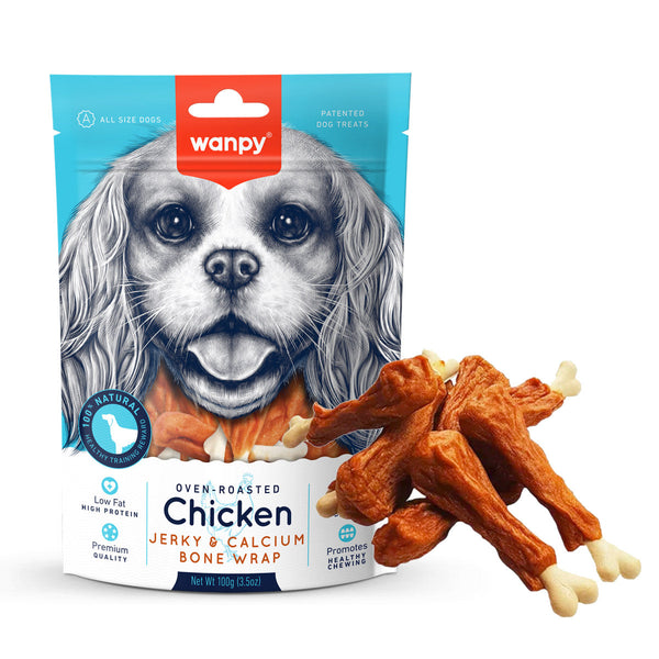 Wanpy Chicken Jerky and Calcium Bone Wrap Dog Treats