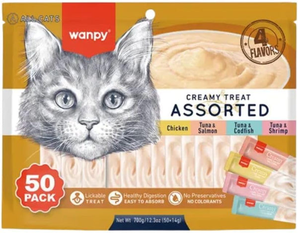 Wanpy Creamy Lickable Cat Treats Assorted-1