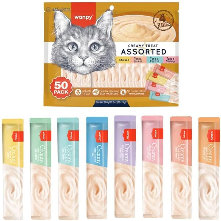 Wanpy Creamy Lickable Cat Treats Assorted-2