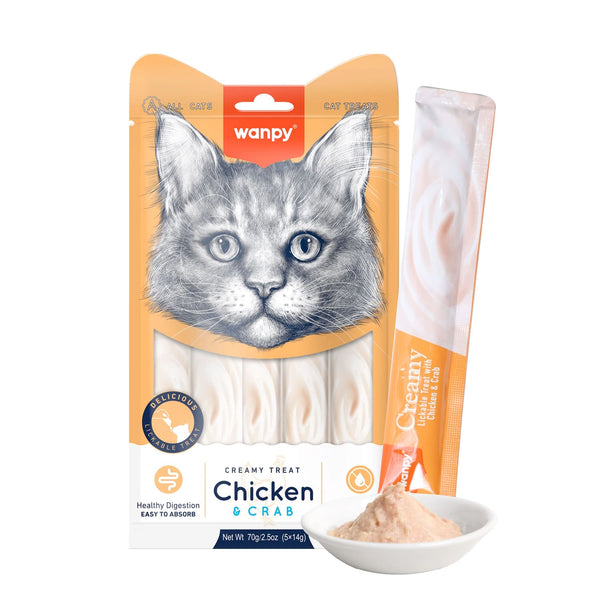 Wanpy Creamy Lickable Cat Treats Chicken & Crab 