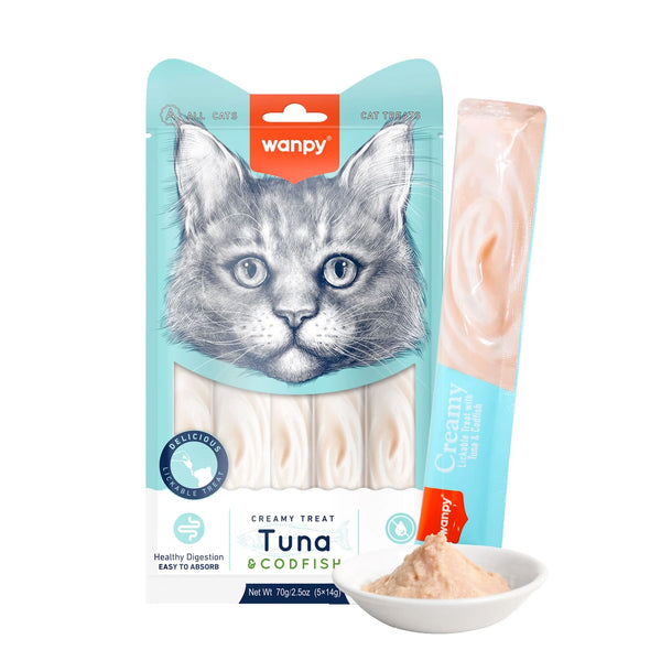 Wanpy Creamy Lickable Cat Treats Tuna & Codfish