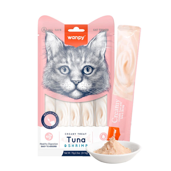 Wanpy Creamy Lickable Cat Treats Tuna & Shrimp