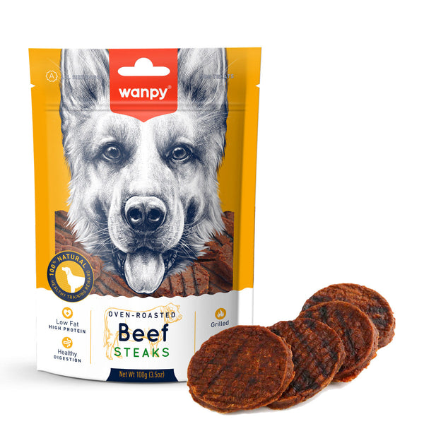 Wanpy Grilled Beef Steaks Dog Treats