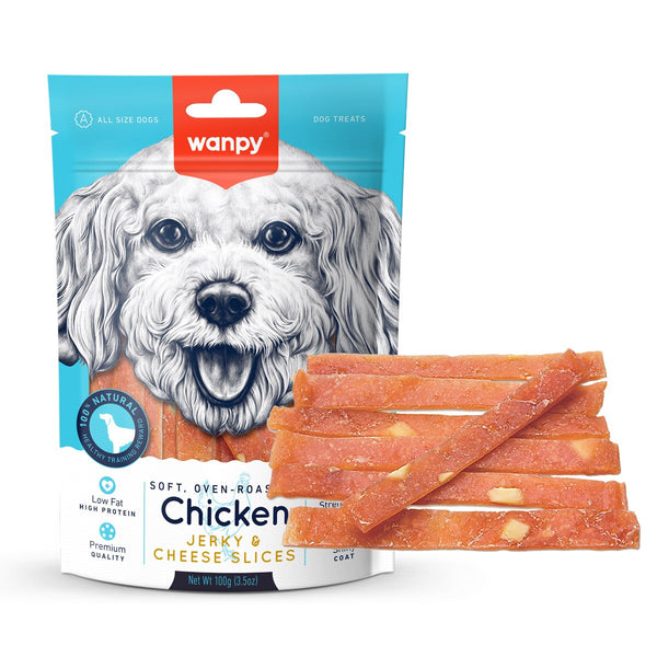 Wanpy Soft Chicken Jerky Cheese Slices Dog Treats