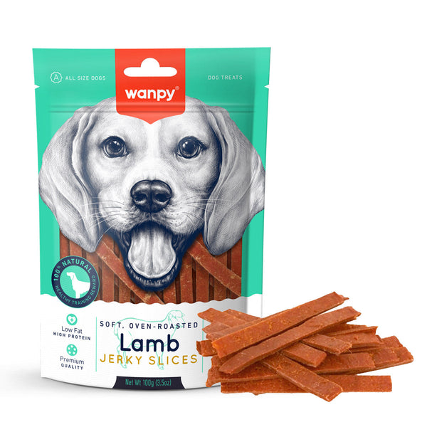 Wanpy Soft Lamb Jerky Slices Dog Treats 100G