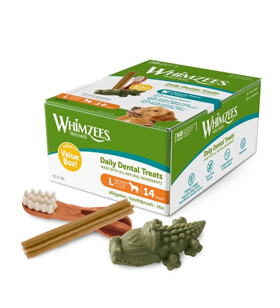 Whimzees Variety Dental Chews for Large Dogs Value Box 14PCS