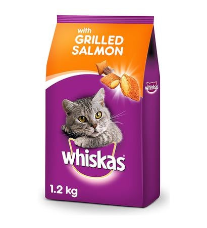 Whiskas Adult Grilled Salmon Steak Flavour Dry Cat Food 1.2 Kg-1