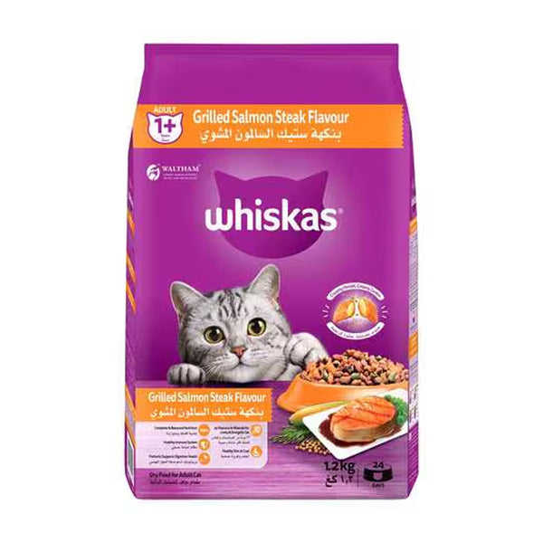 Whiskas Adult Grilled Salmon Steak Flavour Dry Cat Food 1.2 Kg