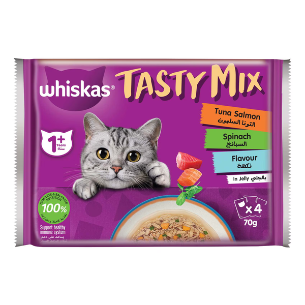 Whiskas Tasty Mix Chicken & Salmon Wet Cat Food 1 Year+ 4x70G-1