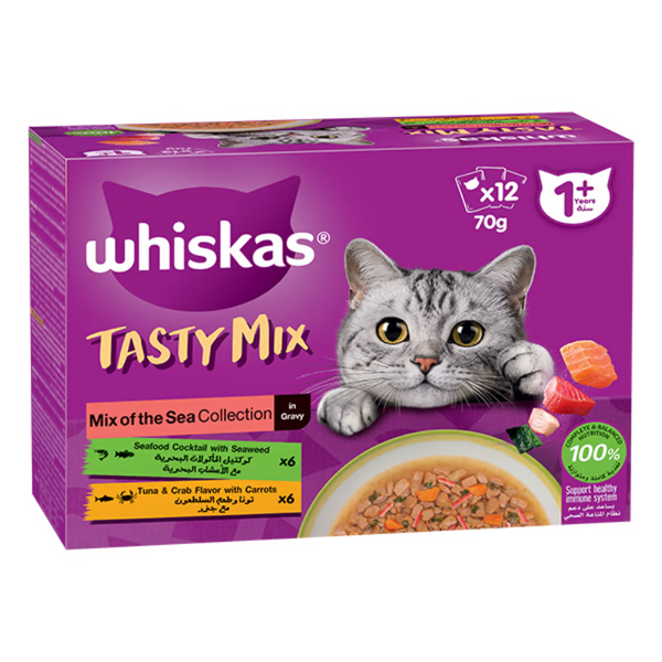 Whiskas Tasty Mix Sea Collection Wet Cat Food 1 Year+ 12x70g-1