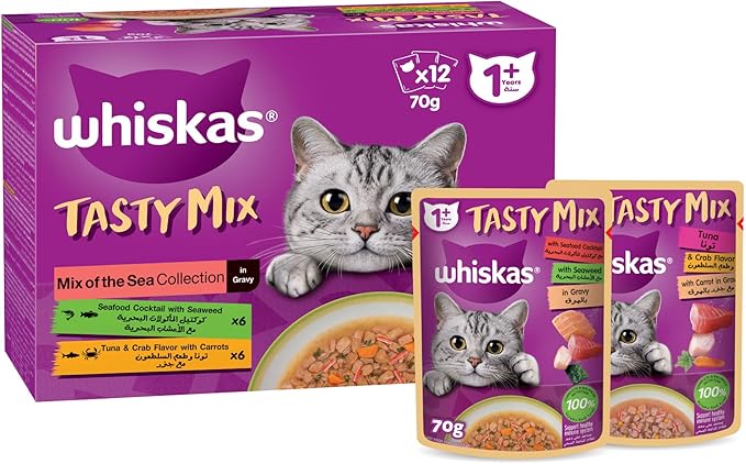 Whiskas Tasty Mix Sea Collection Wet Cat Food 1 Year+ 12x70g-2