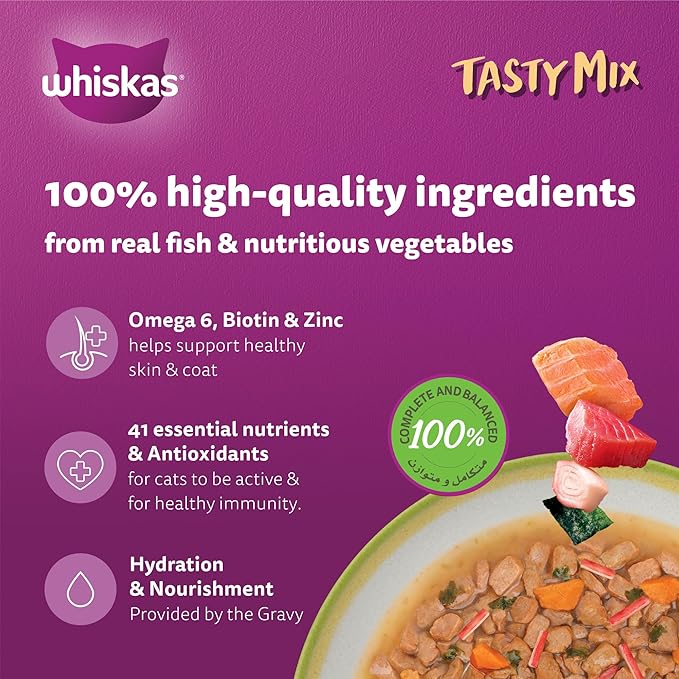 Whiskas Tasty Mix Sea Collection Wet Cat Food 1 Year+ 12x70g-4
