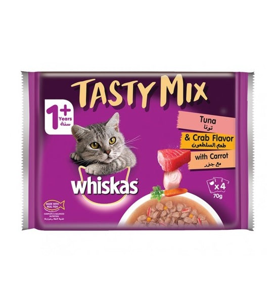 Whiskas Tasty Mix Tuna & Crab Wet Cat Food 1 Year+ 4x70g-1