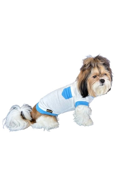 White & Blue Lycra Tshirt-1
