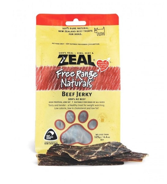 Zeal Pet Food Free Range Naturals Beef Jerky Dog Treats 125G