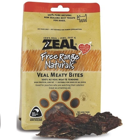 Zeal Pet Food Free Range Naturals Veal Meaty Bites Dog Treats 125G