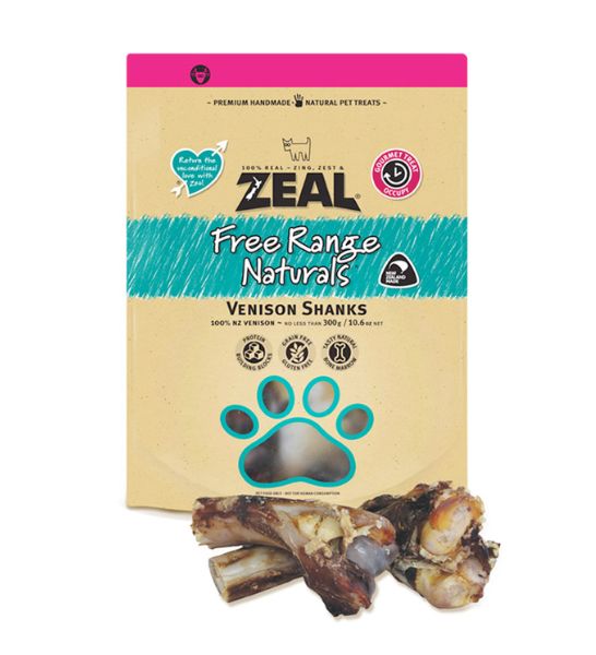 Zeal Pet Food Free Range Naturals Venison Shanks Dog Treats 300G-1