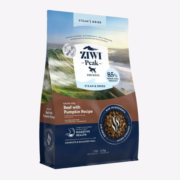Ziwi Peak Steam & Dried Grass-Fed Beef with Pumpkin Recipe Dry Dog Food - 3.2Kg